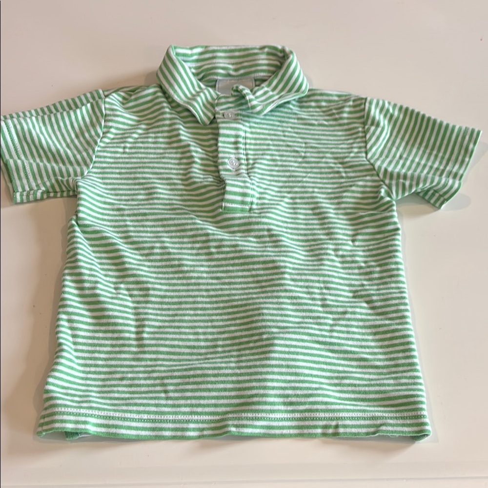 Green Striped Kids Polo Shirt